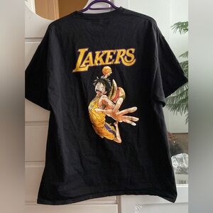 Rare Los Angeles Lakers x One Piece Anime T-Shirt Mens Sz XL